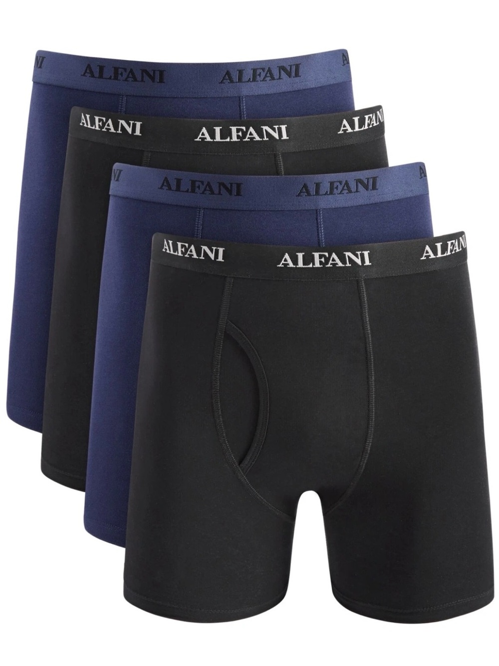 Alfani Men's 4-Pk Moisture-Wicking Cotton Boxer Briefs Navy/black Combo Size M